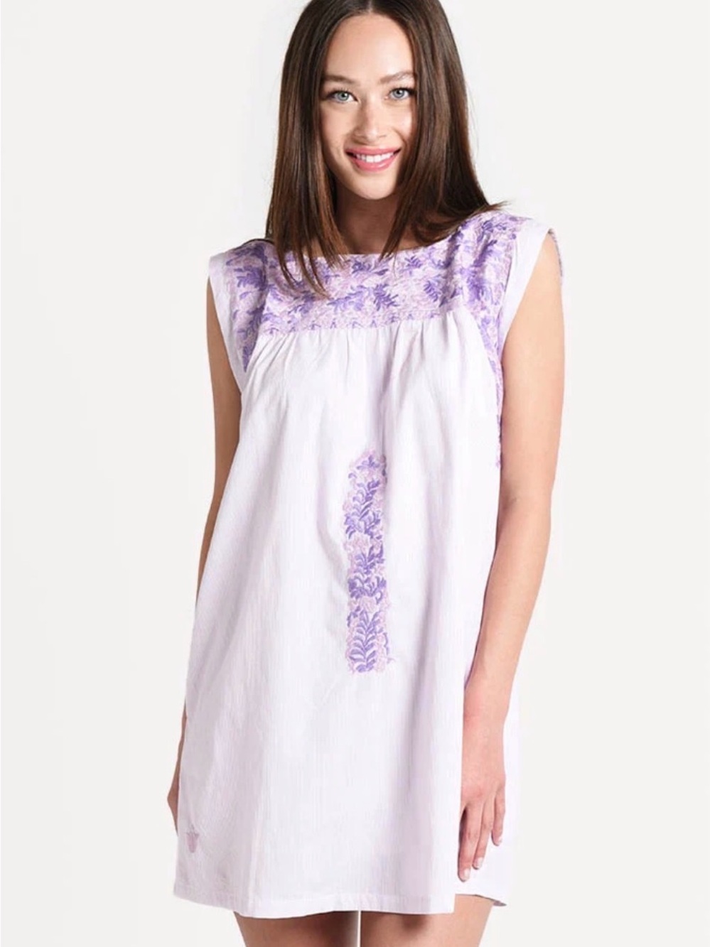 Sleeveless Lilac Embroidered Mini Dress